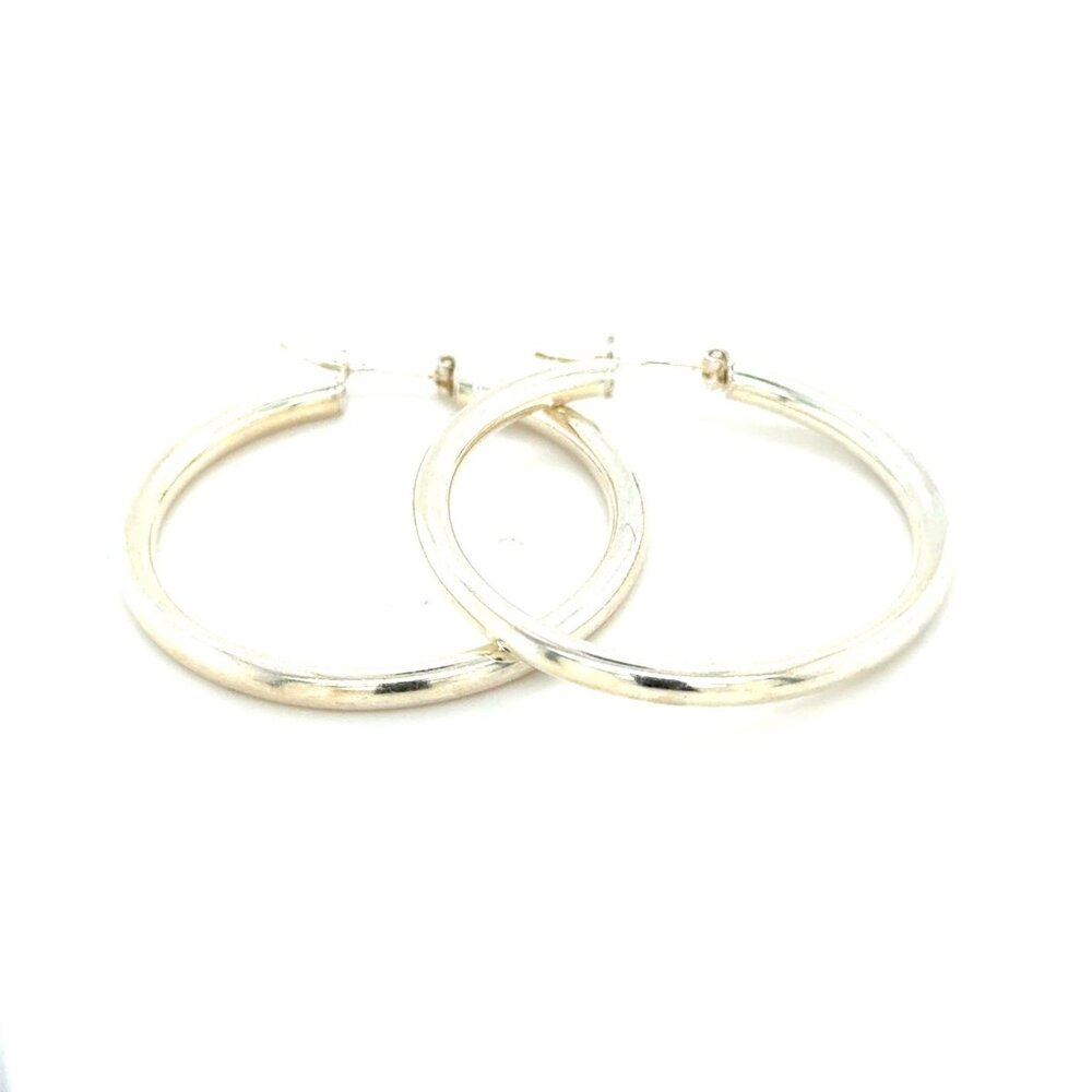 1.5" Large Hoops Silver Earrings - Picture 2 of 3